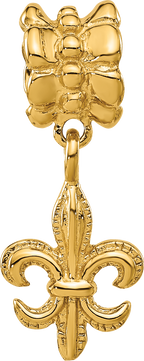 Sterling Silver Reflections Gold-plated Fleur De Lis Dangle Bead