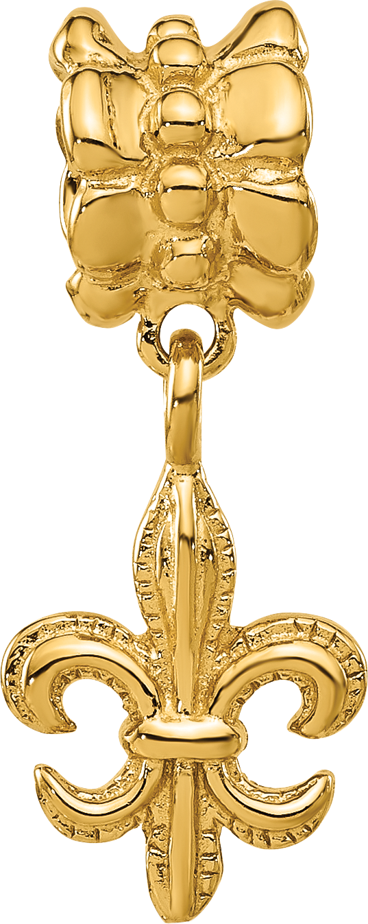 Sterling Silver Reflections Gold-plated Fleur De Lis Dangle Bead