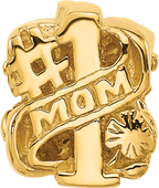 Sterling Silver Reflections Gold-plated Number 1 Mom Floral Bead