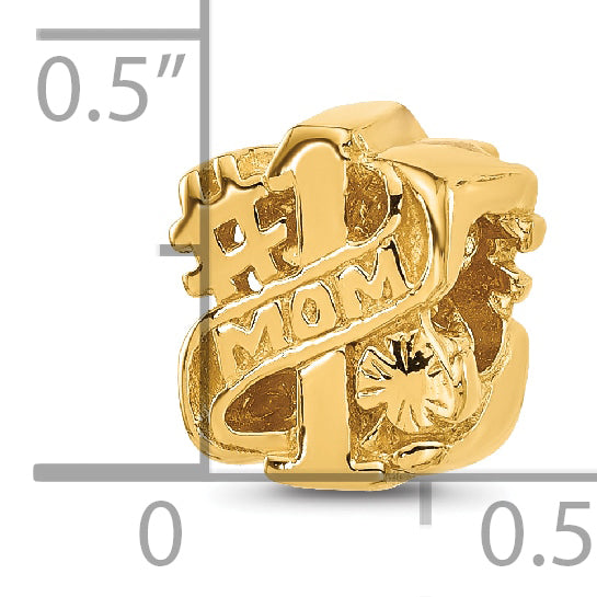 Sterling Silver Reflections Gold-plated Number 1 Mom Floral Bead