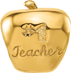 Sterling Silver Reflections Gold-plated Number 1 Teacher Apple Bead