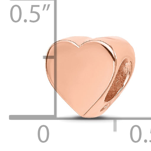 Sterling Silver Reflections Rose Gold-plated Polished Heart Bead