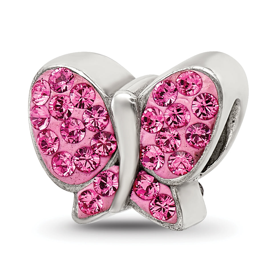 Sterling Silver Reflections Pink Preciosa Crystal Butterfly Bead Main image
