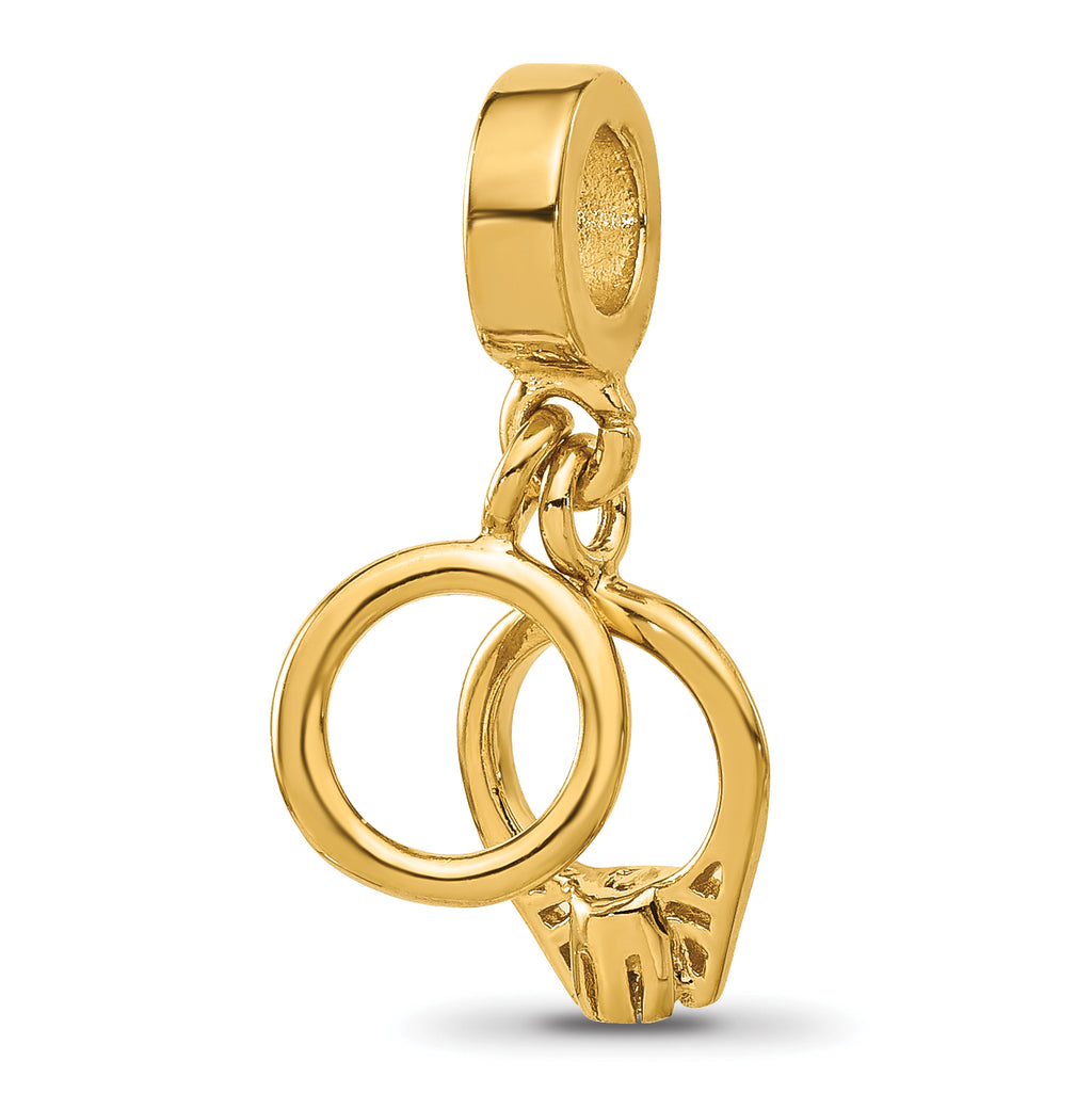 Sterling Silver Reflections Gold-plated Wedding Rings CZ Dangle Bead