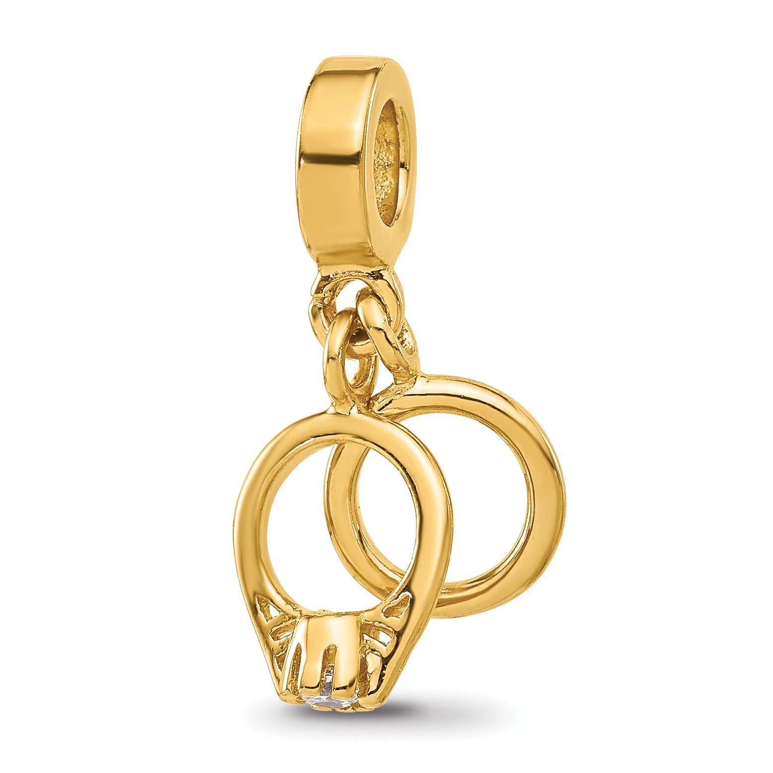 Sterling Silver Reflections Gold-plated Wedding Rings CZ Dangle Bead Main image