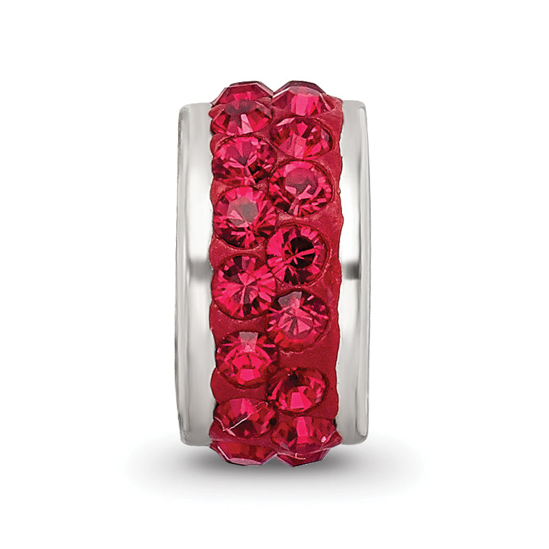 Sterling Silver Reflections Red Double Row Preciosa Crystal Bead