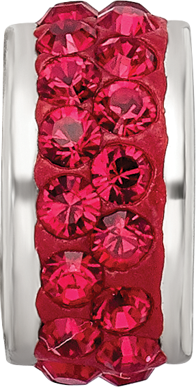 Sterling Silver Reflections Red Double Row Preciosa Crystal Bead