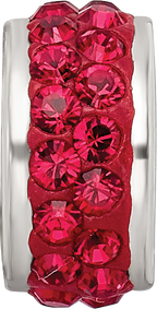 Sterling Silver Reflections Red Double Row Preciosa Crystal Bead