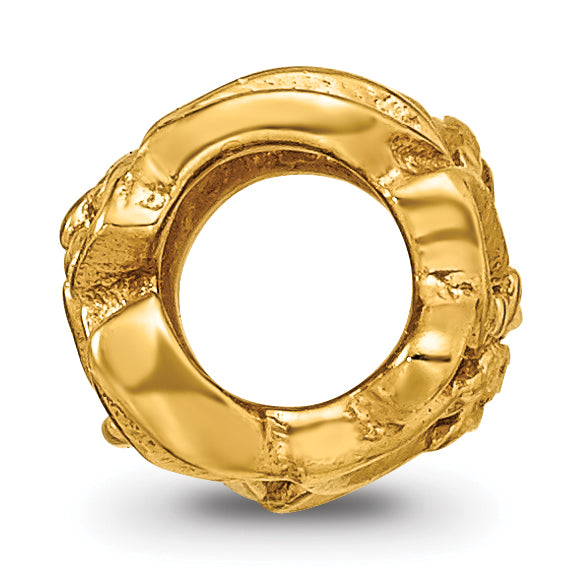 Sterling Silver Gold-plated Reflections Plumeria Floral Bead