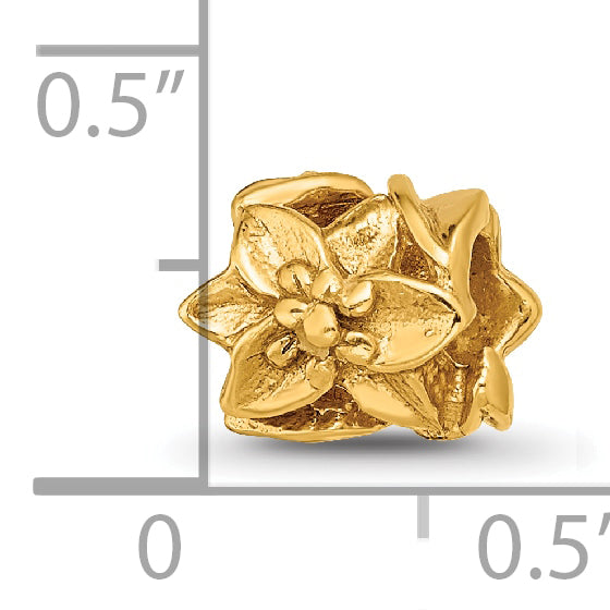 Sterling Silver Gold-plated Reflections Plumeria Floral Bead