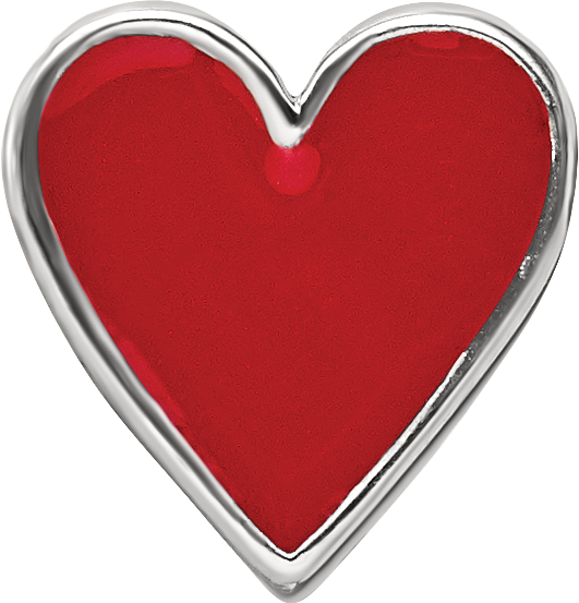 Sterling Silver Red Enameled Heart Reflections Bead