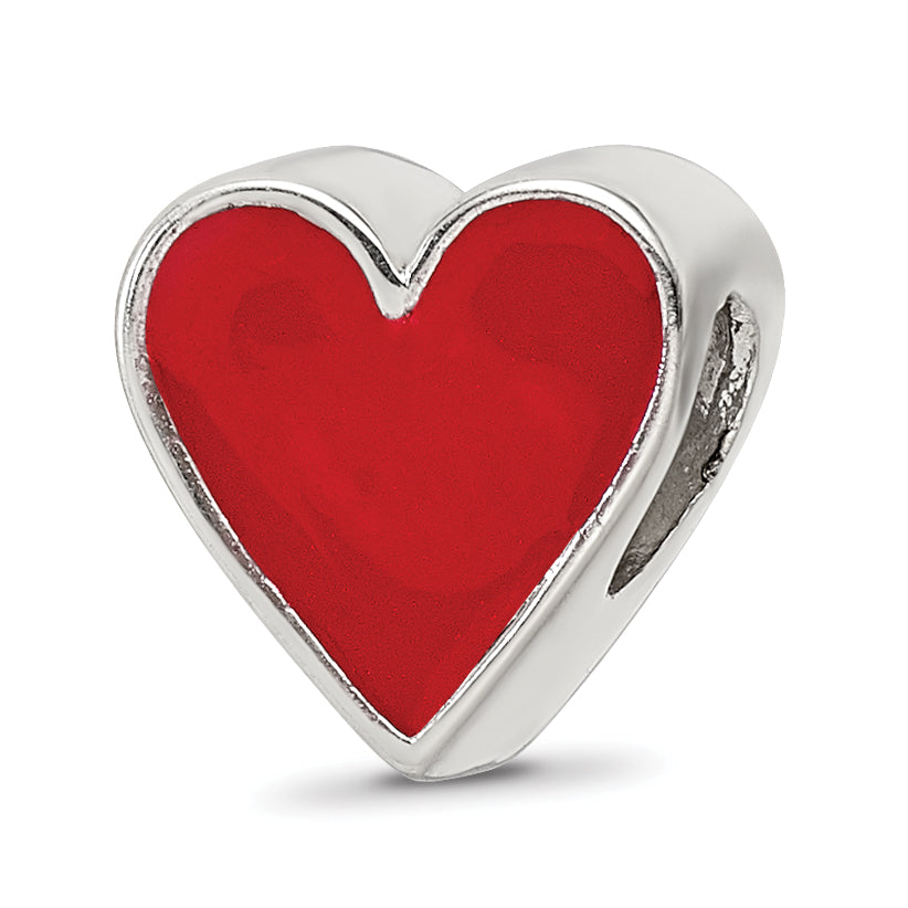 Sterling Silver Red Enameled Heart Reflections Bead Main image