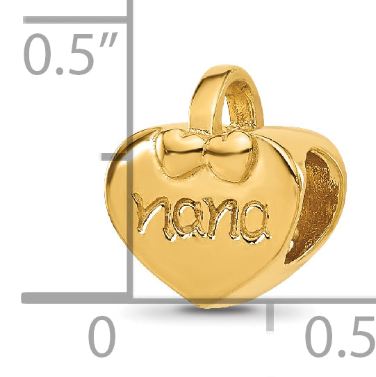 Sterling Silver Reflections Gold-plated Heart Nana Bead