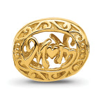 Sterling Silver Reflections Gold-plated Floral Mom Oval Bead