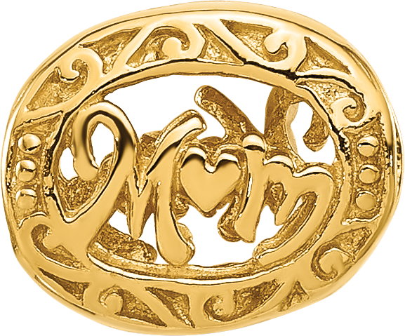 Sterling Silver Reflections Gold-plated Floral Mom Oval Bead