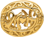 Sterling Silver Reflections Gold-plated Floral Mom Oval Bead