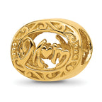 Sterling Silver Reflections Gold-plated Floral Mom Oval Bead