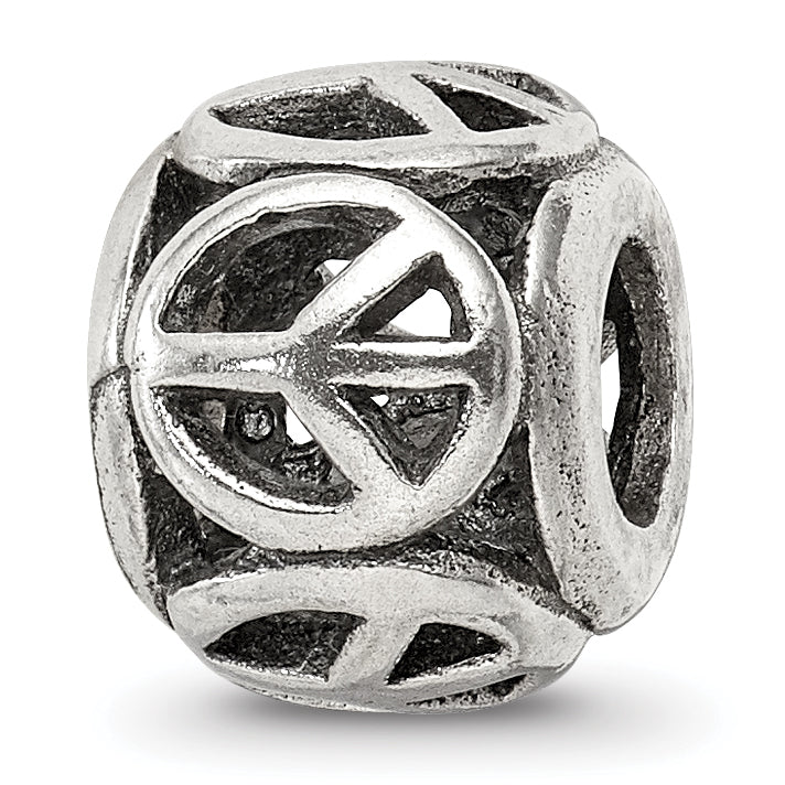 Sterling Silver Reflections Peace Sign Bead