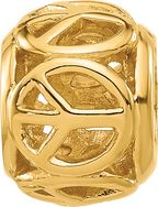 Sterling Silver Reflections Gold-plated Peace Signs Bead