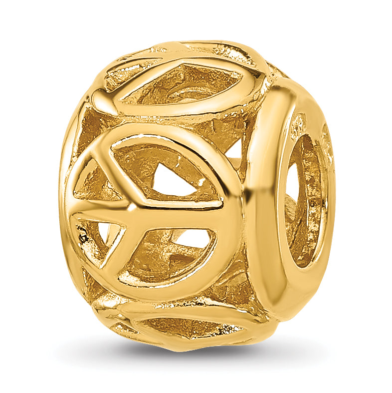 Sterling Silver Reflections Gold-plated Peace Signs Bead Main image