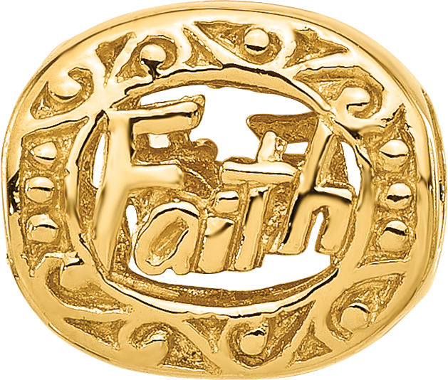 Sterling Silver Reflections Gold-plated Floral Faith Oval Bead