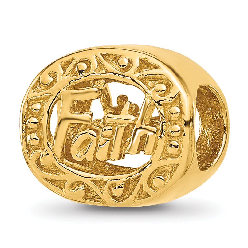 Sterling Silver Reflections Gold-plated Floral Faith Oval Bead Main image