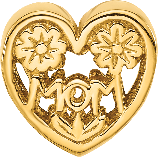 Sterling Silver Reflections Gold-plated Floral Mom Heart Bead