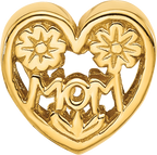 Sterling Silver Reflections Gold-plated Floral Mom Heart Bead