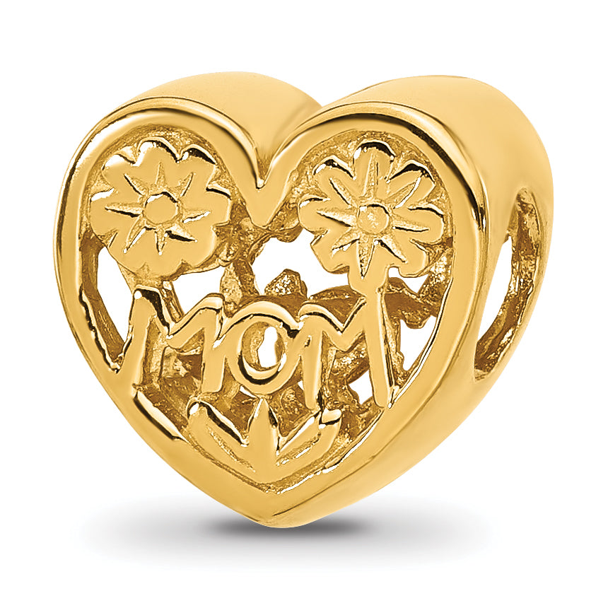 Sterling Silver Reflections Gold-plated Floral Mom Heart Bead Main image