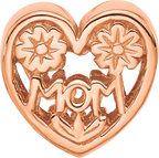 Sterling Silver Reflections Rose Gold-plated Floral Mom Heart Bead