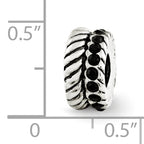 Sterling Silver Reflections Black Crystal and Textured Bead