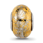 Sterling Silver Reflections Yellow w/Platinum Foil Ceramic Bead