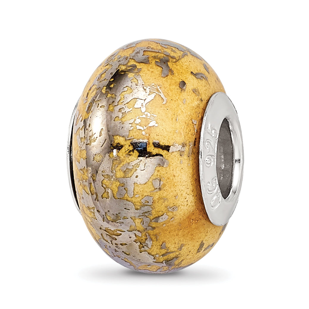 Sterling Silver Reflections Yellow w/Platinum Foil Ceramic Bead Main image