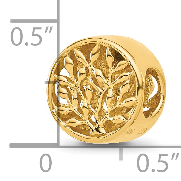 Sterling Silver Reflections Gold-plated Tree of Life Circle Bead