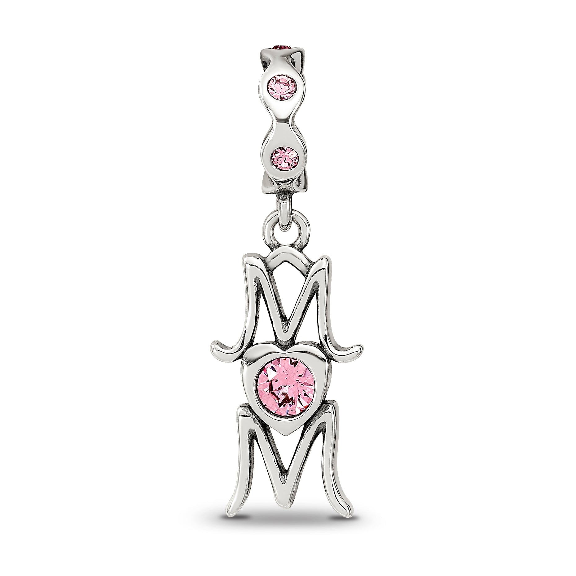 Sterling Silver Reflections Crystals MOM Dangle Bead