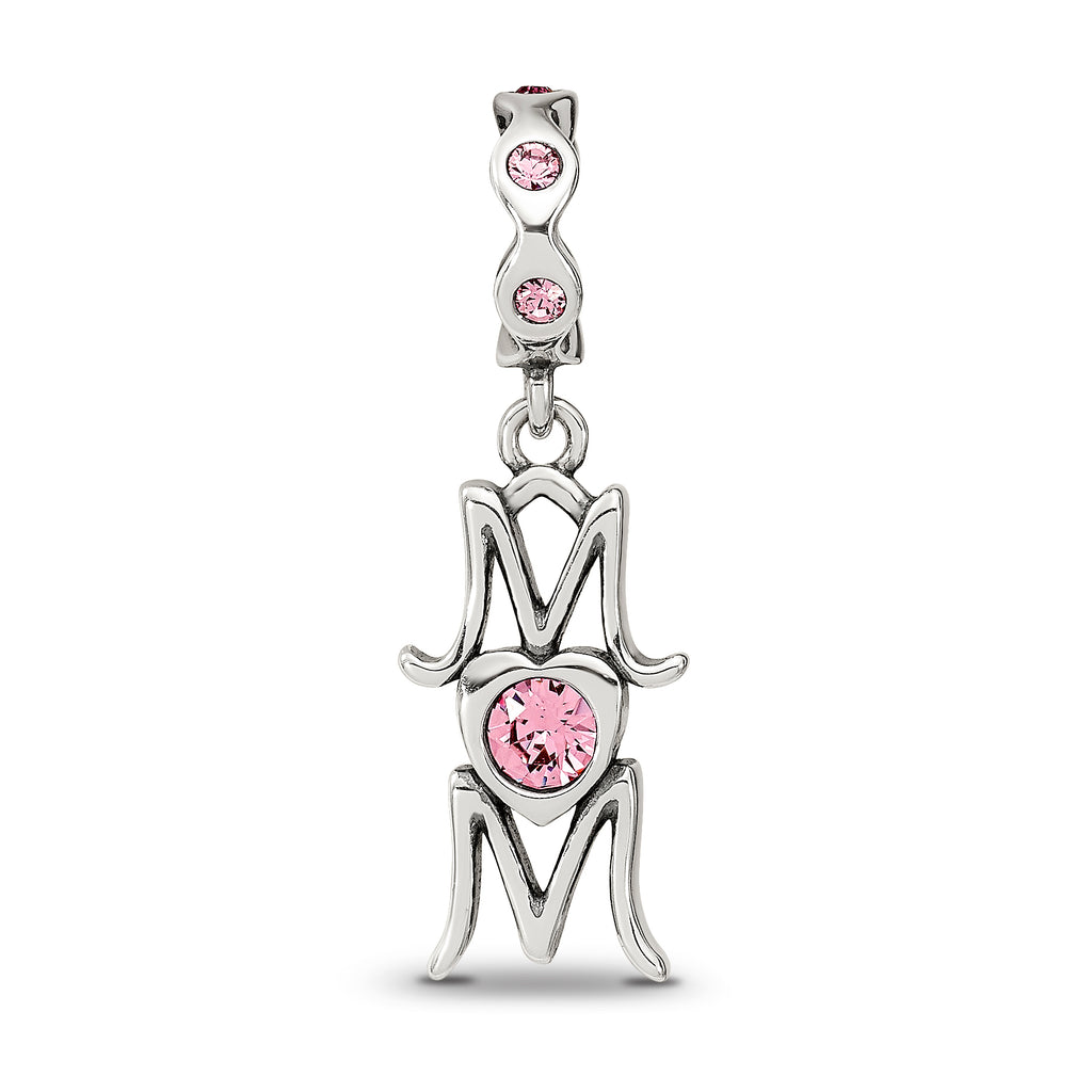 Sterling Silver Reflections Crystals MOM Dangle Bead