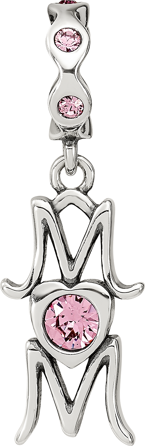 Sterling Silver Reflections Crystals MOM Dangle Bead