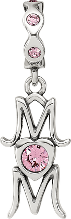 Sterling Silver Reflections Crystals MOM Dangle Bead