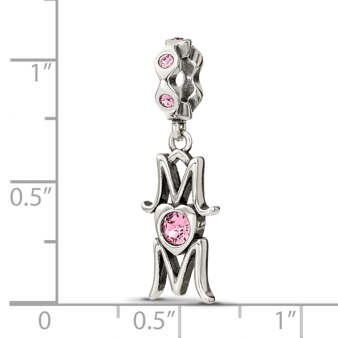 Sterling Silver Reflections Crystals MOM Dangle Bead