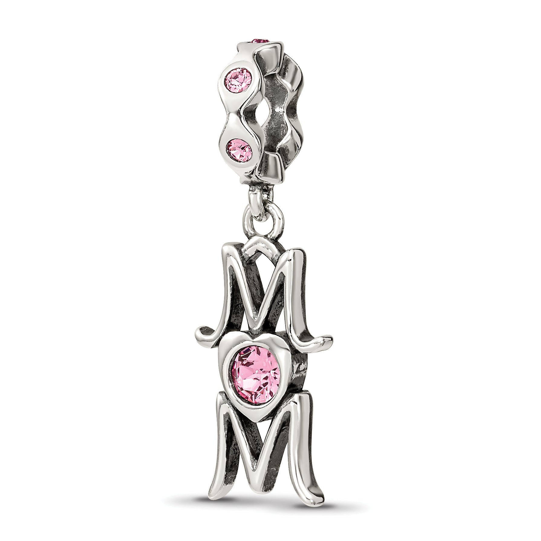 Sterling Silver Reflections Crystals MOM Dangle Bead