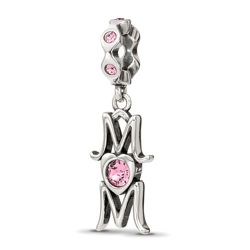 Sterling Silver Reflections Crystals MOM Dangle Bead