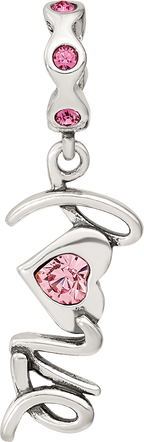 Sterling Silver Reflections Crystals LOVE Dangle Bead