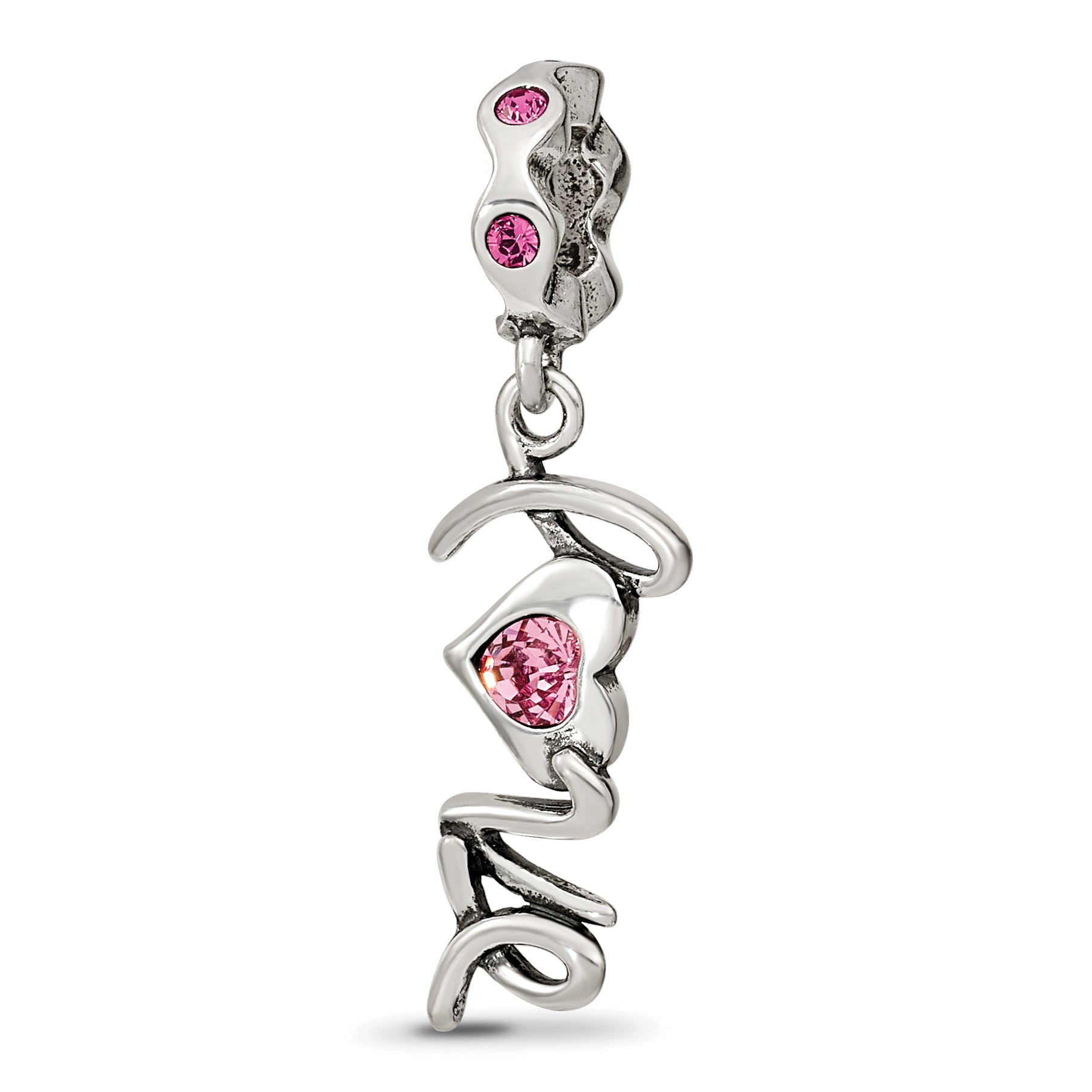 Sterling Silver Reflections Crystals LOVE Dangle Bead Main image