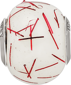 Sterling Silver Reflections White w/RedConfetti Glass Bead