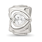 Sterling Silver Reflections Clear CZ Heart Bead