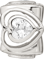 Sterling Silver Reflections Clear CZ Heart Bead