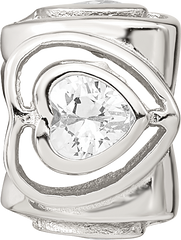 Sterling Silver Reflections Clear CZ Heart Bead