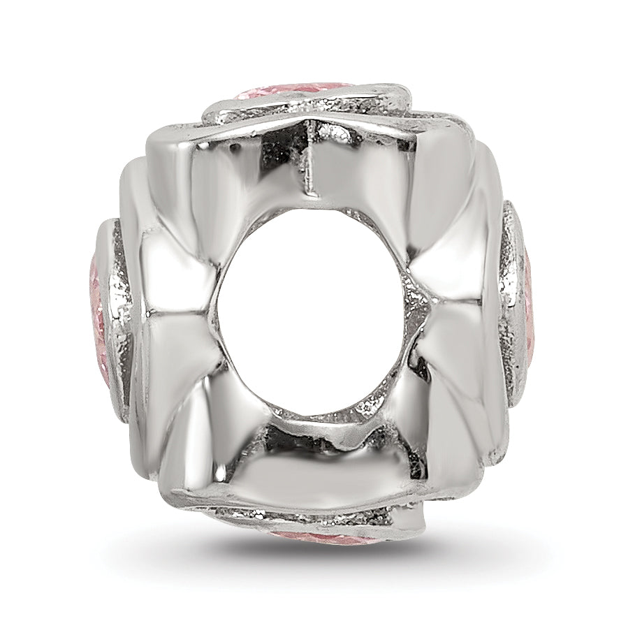 Sterling Silver Reflections Pink CZ Heart Bead Secondary image