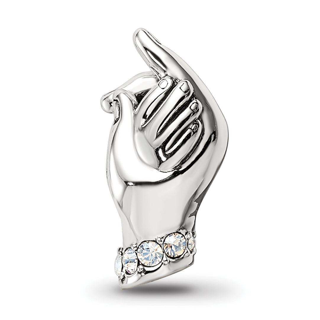 Sterling Silver Reflections Crystals Mother & Child Hand Bead