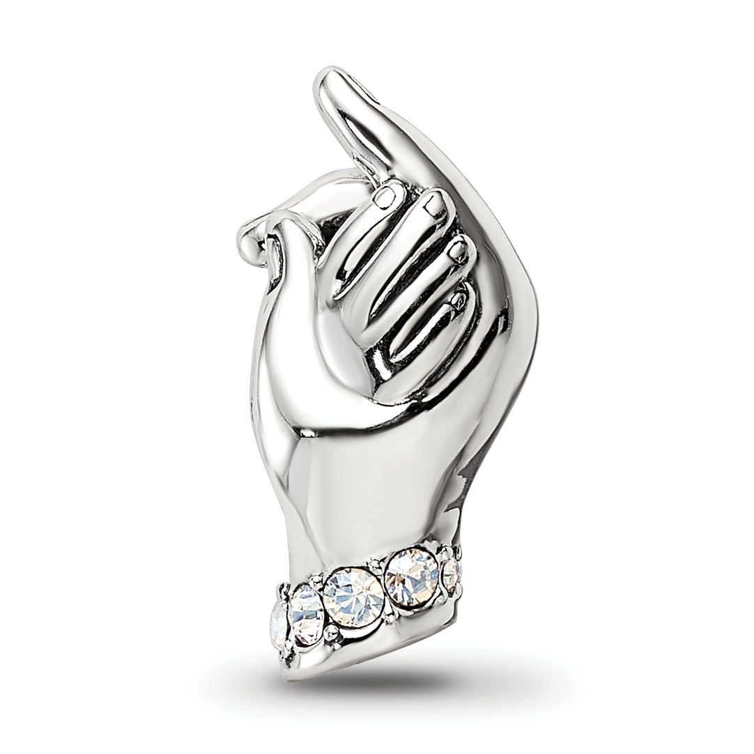 Sterling Silver Reflections Crystals Mother & Child Hand Bead